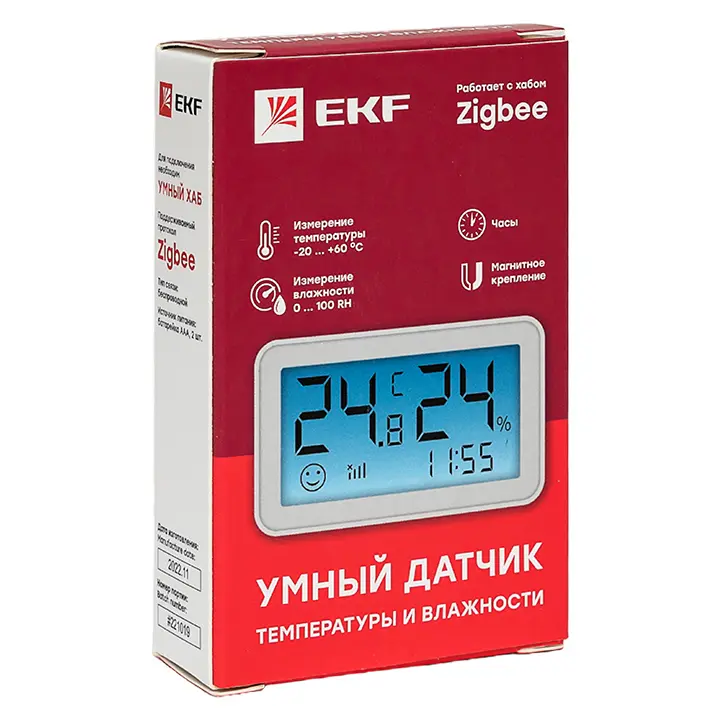 Умный датчик температуры и влажности с экраном Zigbee EKF Connect купить в Минске - МТИ-Электро