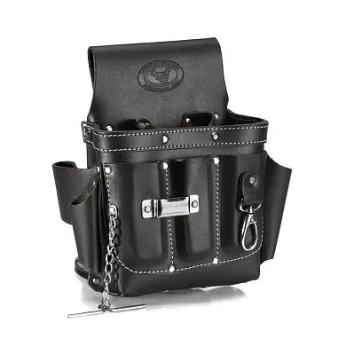 Сумка кожаная СК-9 поясная без ремня, с 9 отделениями, премиум-серия "DEAD BULL" (КВТ)