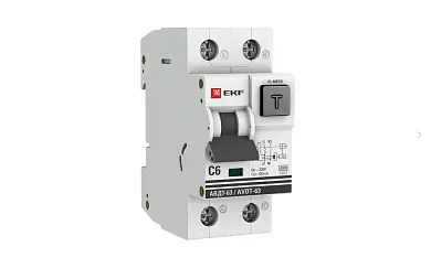 Дифференциальный автомат АВДТ-63 6А/100мА (характеристика C, эл-мех, тип АС) 6кА EKF PROxima