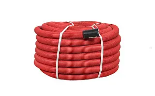 Труба гофр. двустенная ПНД/ПНД гибкая с протяжкой d50 мм (50 м) красная EKF-Plast