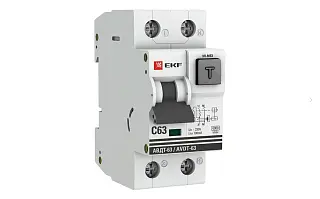 Дифференциальный автомат АВДТ-63 63А/100мА (характеристика C, эл-мех, тип А) 6кА EKF PROxima