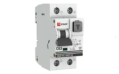 Дифференциальный автомат АВДТ-63 63А/100мА (характеристика C, эл-мех, тип А) 6кА EKF PROxima