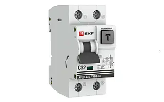 Дифференциальный автомат АВДТ-63 32А/100мА (характеристика C, электронный, тип АС) 6кА EKF PROxima