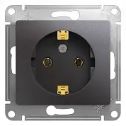 Розетка с заземлением,16А, 250В, механизм, ГРАФИТ
