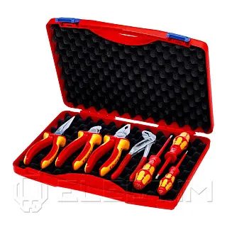 Чемодан RED Electro 2 c инструментом пластиковый VDE 1000V, 7 предметов (KNIPEX)