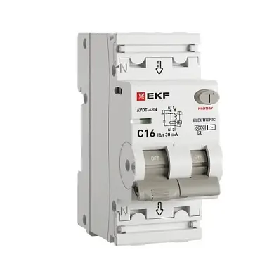 Диф. автомат АВДТ-63N 1P+N 16А (C) 30мА (AC) эл 6кА PROXIMA EKF