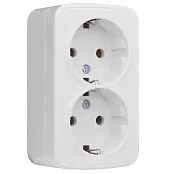 Минск Розетка 2-местная ОП 16А с заземлением белая EKF