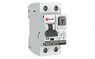 Дифференциальный автомат АВДТ-63 6А/100мА (характеристика C, электронный, тип АС) 6кА EKF PROxima