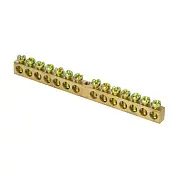 Шина PEN "ноль-земля" (8х12мм) 14 отверстий латунь крепеж по центру EKF PROxima