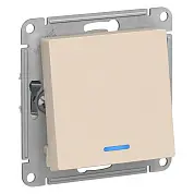 1-кл переключатель с подсветкой, сх.6а, 10АХ, механизам, Бежевый
