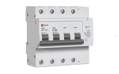 Диф. автомат 4P 25А 100мА тип АС х-ка C эл. 6кА АД-4 EKF