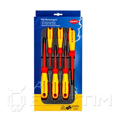 Набор тонких отвёрток VDE 1000V, 6 шт, PH0/1/2 крест., (98 24 00/01/02 SL), PZ0/1/2 (98 25 00/01/02 SL) (KNIPEX)