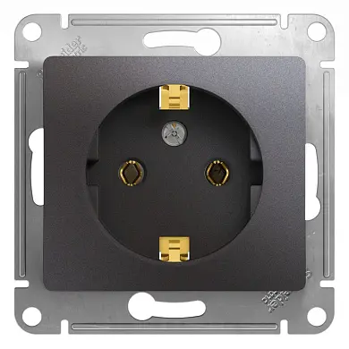 Розетка с заземлением,16А, 250В, механизм, ГРАФИТ