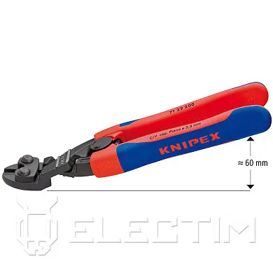 Болторез компактный CoBolt® с пружиной, голова 20°, L-200 мм, чёрный, 2-комп. рукоятки (KNIPEX)