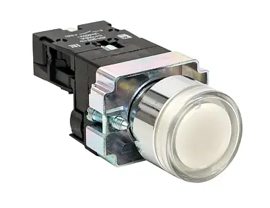 Кнопка BA21 с подсветкой 24В белая NO EKF