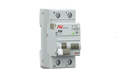 Дифференциальный автомат DVA-10 1P+N 20А (D) 100мА (AC) 10кА EKF AVERES