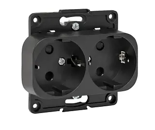 Стокгольм Механизм Розетки 2-местной с/з 16А черный с защ. штор. EKF PROxima