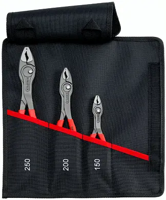 Набор клещей TwinGrip в чехле, 3 предмета, L-150/200/250 мм, Cr-V, обливные рукоятки (KNIPEX)