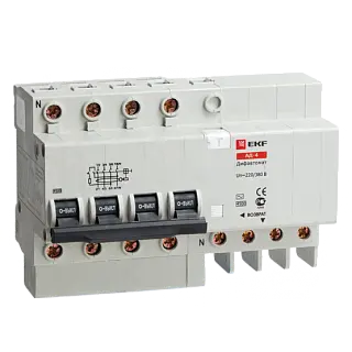 Дифференциальный автомат АД-4S 63А/100мА (характеристика C, тип AC) 4,5кА EKF