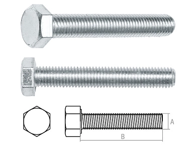 Болт М8х80 мм шестигр., цинк, кл.пр. 8.8, DIN 933 (2 шт в зип-локе) STARFIX, арт.SMZ2-72647-2