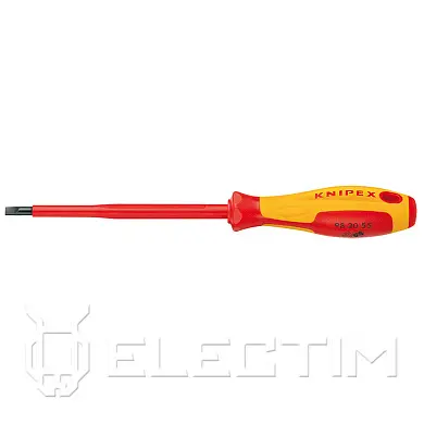 Отвертка SL4.0x0.8 шлицевая VDE 1000V, длина стержня 100 мм, L-202 мм, 2-комп. рукоятка (KNIPEX)