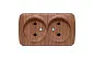 Минск Розетка 2-местная ОП 10А без заземления тёмное дерево EKF