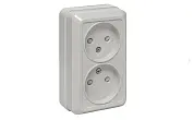 Рим Розетка 2-местная 10А без заземления белая с защ. штор. EKF