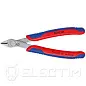 Бокорезы прецизионные Electronic Super Knips® кромка без фаски,L-125 мм, твёрдость  54 HRC, INOX, 2-комп. рукоятки  (KNIPEX)