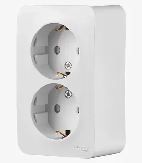 BLANCA О/У РОЗЕТКА двойная с заземл. без шт. ИЗОЛ.ПЛ.,16А, 250В, БЕЛЫЙ