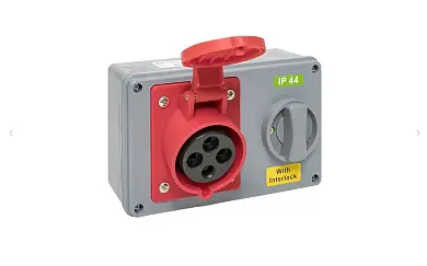 Розетка с блокировкой и выключателем 1424 3Р+РЕ 32А 380В IP44 EKF