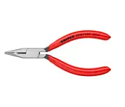 Длинногубцы с режущими кромками, полукруглые прямые губки, L-125 мм, чёрные, обливные рукоятки (KNIPEX)