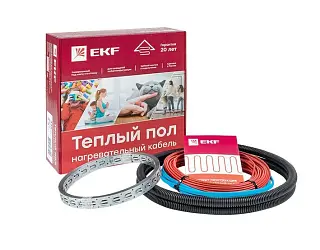 Теплый пол (нагревательный кабель) 225Вт 16 м 1,5 м2 EKF