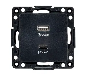 Стокгольм Механизм Розетки с 2USB type-A + type-C черный EKF PROxima