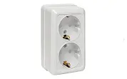 Рим Розетка 2-местная 16А с заземлением белая с защ. штор. EKF