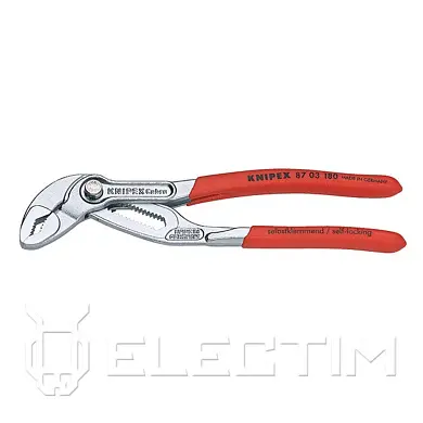 Клещи переставные COBRA® с фиксатором, 42 мм (1 1/2"), под ключ 36 мм, L-180 мм, Cr-V, хром., обливные рукоятки (KNIPEX)