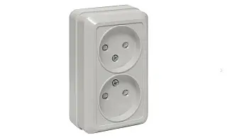 Рим Розетка 2-местная 10А без заземления белая с защ. штор. EKF