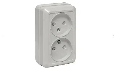 Рим Розетка 2-местная 10А без заземления белая с защ. штор. EKF