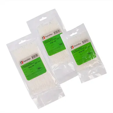 Стяжки нейлоновые КСШ разъемные с шариковым замком (бел) (100шт) (Fortisflex)