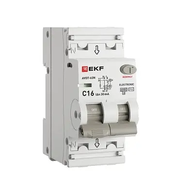 Диф. автомат АВДТ-63N 1P+N 16А (C) 100мА (AC) эл 6кА PROXIMA EKF