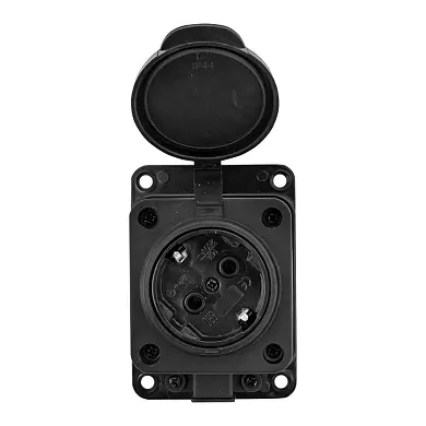 Роз. (колодка) одномест. с защит. крышкой каучуковая 230В 2P+PE 16A IP44 EKF