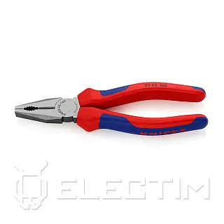 Плоскогубцы комбинированные, L-160 мм, чёрные, 2-комп. рукоятки (KNIPEX)