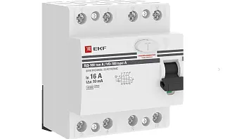 Устройство Защитного Отключения ВД-100 4P 16А/10мА (эл-мех, тип А) EKF PROxima