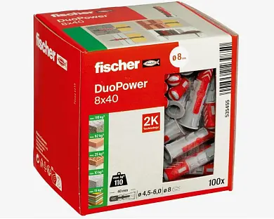 Дюбель распорный DUOPOWER 8х40 (упак. 100шт) Fischer