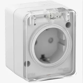 AtlasDesign Profi54 O/У РОЗЕТКА с заземлением со шторками 16А 250B, БЕЛЫЙ