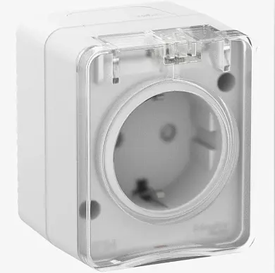 AtlasDesign Profi54 O/У РОЗЕТКА с заземлением со шторками 16А 250B, БЕЛЫЙ