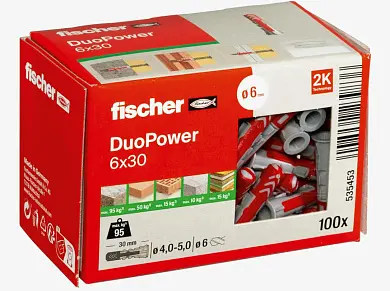 Универсальный дюбель DUOPOWER 6х30 (упак. 100шт) Fischer