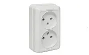 Рим Розетка 2-местная 10А без заземления керам. белая EKF PROxima