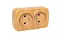 Минск Розетка 2-местная ОП 10А без заземления светлое дерево EKF