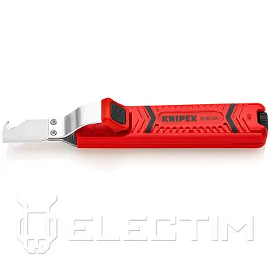 Стриппер для кругл. кабеля, прямой нож и лезвие-крючок, рез: по окружности и продольный, L-130 мм, SB (KNIPEX)
