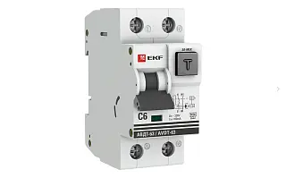 Дифференциальный автомат АВДТ-63 6А/30мА (характеристика C, эл-мех, тип А) 6кА EKF PROxima